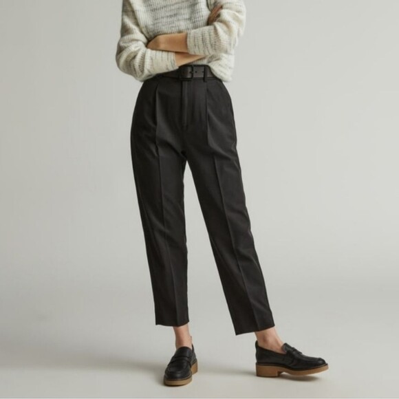 Everlane Black The Tencel Way High Taper Pants High Waisted 4 Bussiness Career - Picture 1 of 8